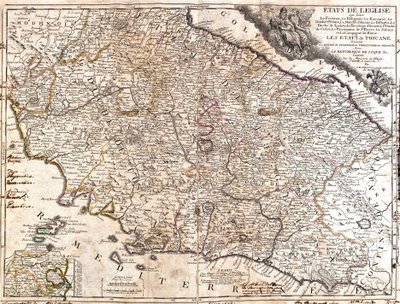 Map of the Church territories in Italy by Jean Baptiste Nolin