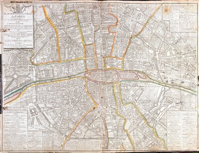 Route Map of Paris and its Suburbs by Jean Baptiste Nolin
