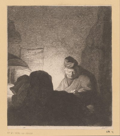Man Writing by the Light of a Lamp by Jean Baptiste Pierre Lebrun (attributed to)