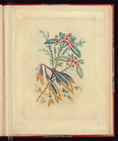 Ornamental Design with Small Red Flowers and Berries, from Nouvelle suite de cahiers de flerurs naturelle a l