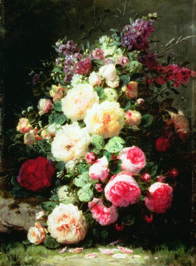 Still Life with Roses on a Mossy Bank by Jean Baptiste Robie