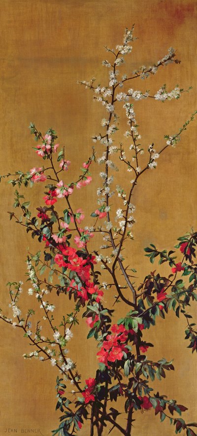 Japanese Cherry Tree and Hawthorn Branches by Jean Benner