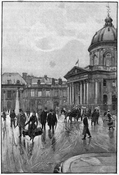 Parisian scene in the 19th century: the left bank with the Institut de France by Jean Beraud