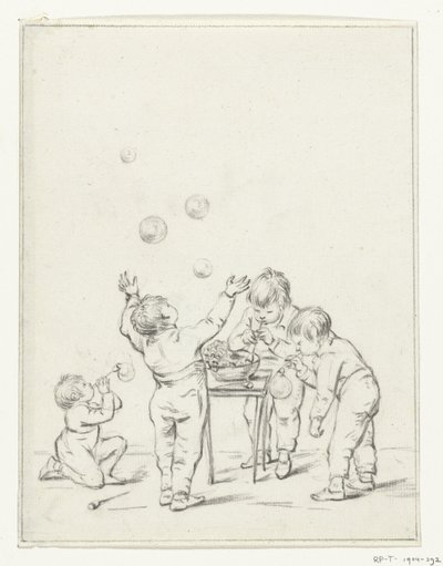 Children Blowing Bubbles by Jean Bernard