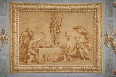 Faux Gilded Relief, with the Statue of Bacchus Surrounded by Some Offerers Raising Cups of Wine by Jean Boulanger