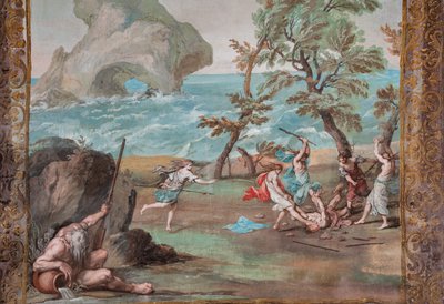 The Bacchantes Kill Orpheus with Stones and Sticks for Refusing to Sing the Praises of Bacchus by Jean Boulanger