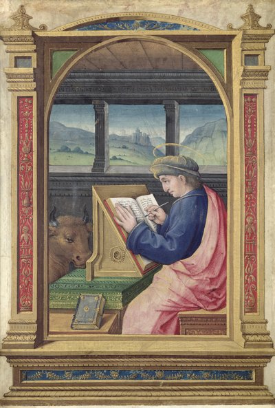 St. Luke Writing, from a Book of Hours by Jean Bourdichon