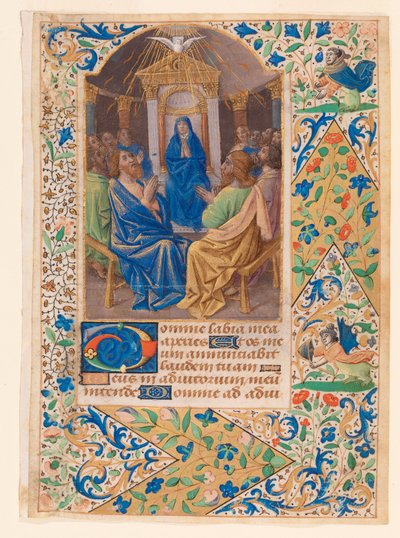 The Pentecost or Descent of the Holy Spirit, from a Book of Hours by Jean Bourdichon