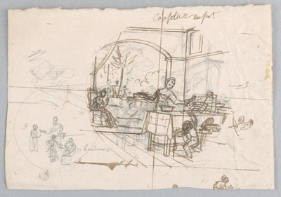 Design for a Painted Porcelain Plate, Confiture en Pot (Potted Jam) for the Dessert Service by Jean Charles Develly