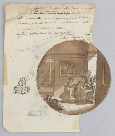 Design for a Painted Porcelain Plate, Les Liqueurs for the Dessert Service by Jean Charles Develly