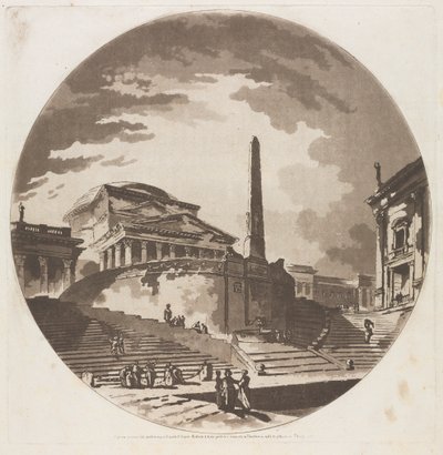 View of the Rotunda with Stairs on the Tiber by Jean Claude Richard de Saint Non