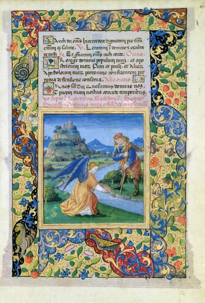 Tobias and the Angel, from the Book of Hours of Louis dOrleans by Jean Colombe