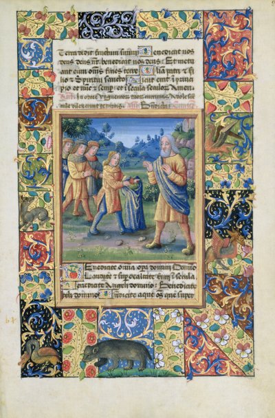 Josephs Brothers Showing Their Father Proof that Joseph is Dead, from the Book of Hours of Louis dOrleans by Jean Colombe