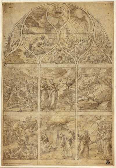 Design for a Stained Glass Window with the Story of Aaron by Jean Cousin the Younger