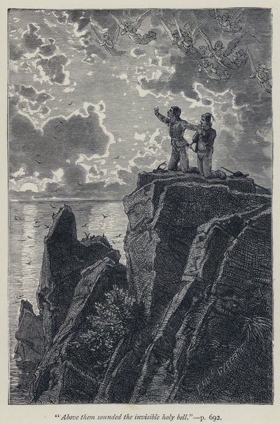 Above them sounded the invisible holy bell (engraving) by Jean Edouard Dargent