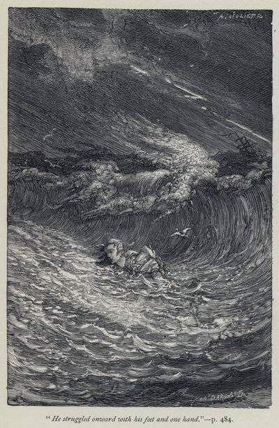 "He struggled onward with his feet and one hand" by Jean Edouard Dargent