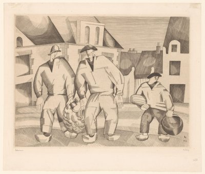 Three Sailors in a Street by Jean Emile Laboureur (signed by artist)