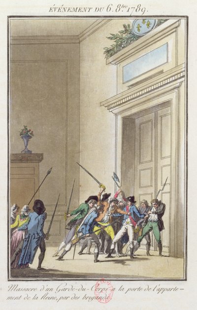 Mob of Parisians Attacking and Killing the Guard at the Entry to the Queen