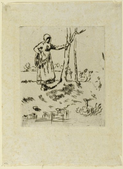 A Girl Minding Geese by Jean Francois Millet
