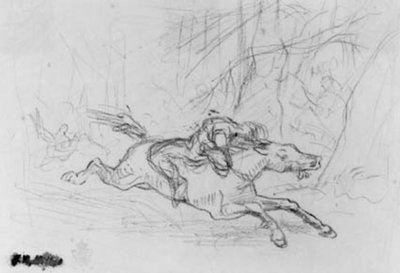 Man on a Wild Horse in a Forest. Simon Butler by Jean Francois Millet