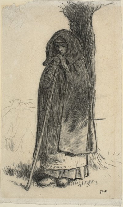Shepherdess Leaning Against a Tree by Jean Francois Millet