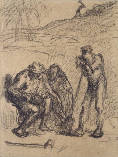 Three Peasants Resting, One Leaning on a Spade, c1850-1851 by Jean Francois Millet