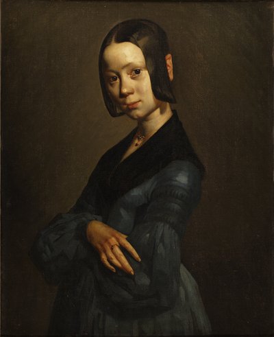 Portrait of Pauline Ono in Blue by Jean Francois Millet