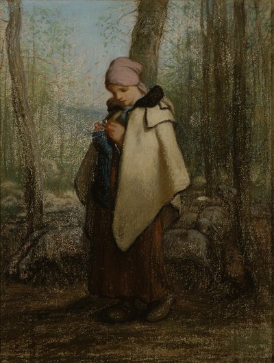 The Knitting Shepherdess by Jean Francois Millet