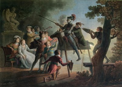 Don Quixote and Sancho Panza on a Wooden Horse by Jean Frederic Schall