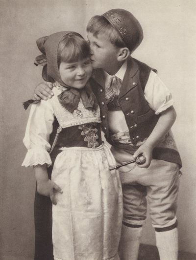 Switzerland: Appenzell, children in national costume by Jean Gaberell