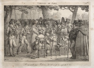 Scenes of Paris: Promenade in the Tuileries. What are they looking at? by Jean Henri Marlet