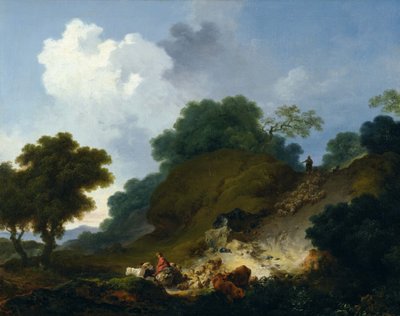 Flock of Sheep Descending the Hill by Jean Honore Fragonard
