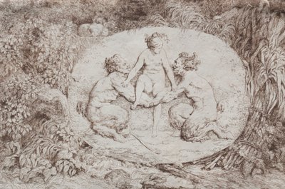Bacchanales: Nymph Supported by Two Satyrs by Jean Honore Fragonard