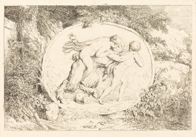 Nymph Astride a Satyr by Jean Honore Fragonard