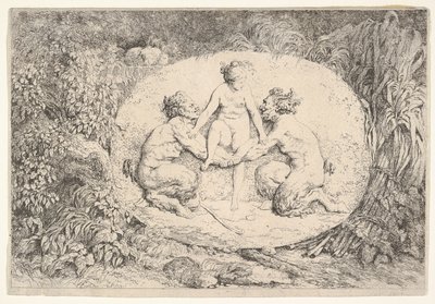 Nymph Supported by Two Satyrs by Jean Honore Fragonard