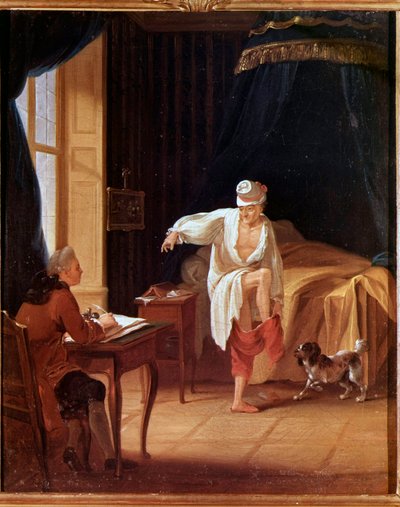 The Rising of Voltaire at Ferney by Jean Huber