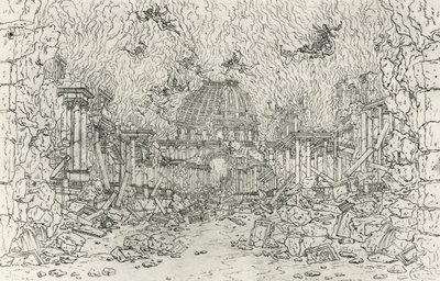 Destruction of the building, sketch by Jean Berain, for Armide, by Jean-Baptiste Lully, France by Jean I  Berain