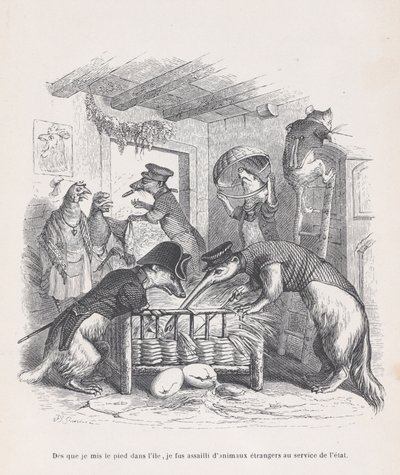 As soon as I set foot on the island... from Scenes from the Private and Public Life..., ca. 1837-47 by Jean Ignace Isidore Gérard