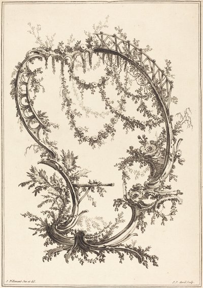 Ornament with a Strut and a Railing by Jean Jacques Avril I after Jean Baptiste Pillement
