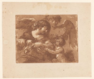 Mother with Child and a Guardian Angel by Jean Jacques II Lagrenee