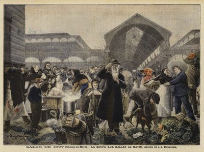 Soup Stall at Les Halles Market in the Morning by Jean Jacques Rousseau