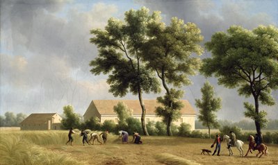 Landscape in Ile-de-France with Harvesters by Jean Joseph Xavier Bidauld