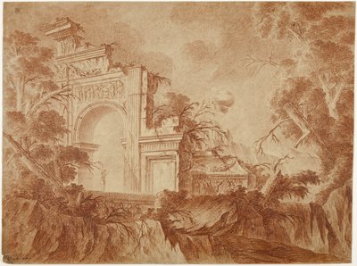 Figure Standing in Classical Ruins by Jean Laurent Legeay