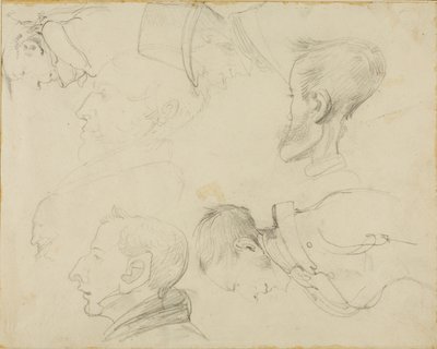 Seven Caricatures of Heads by Jean Louis André Théodore Géricault