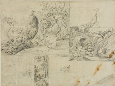 Sketches of Decorative Landscape and Animal Compositions by Jean Louis André Théodore Géricault