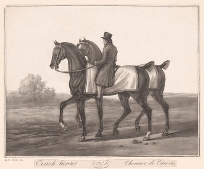 Rider Accompanies Two Horses (Carriage Horses) by Jean Louis Darcis (attributed to)