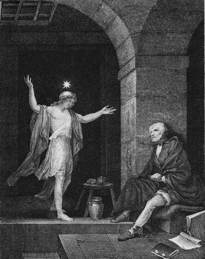Hesper Appearing to Columbus in Prison, 1800s by Jean Louis Delignon