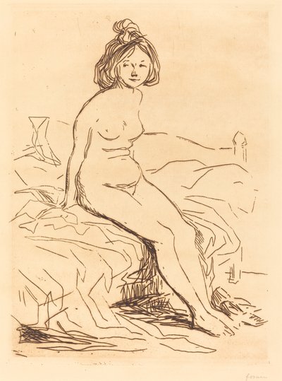 Nude Woman, Seated on Her Bed, Front View by Jean Louis Forain