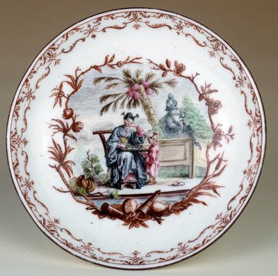 Porcelain plate representing a Chinese chess scene by Jean Michel Liotard