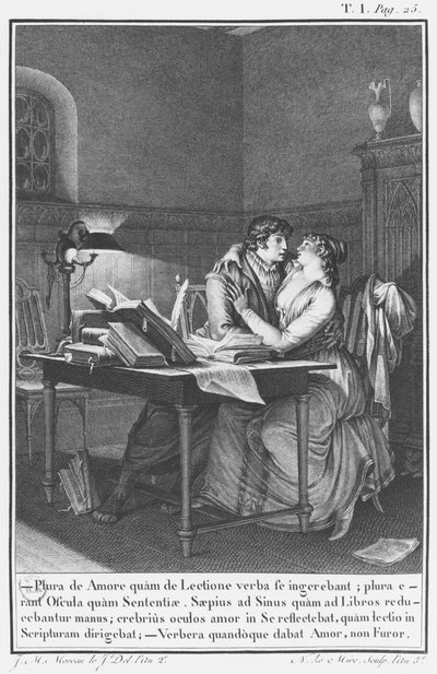 Heloise and Abelard in Their Study, Illustration from 